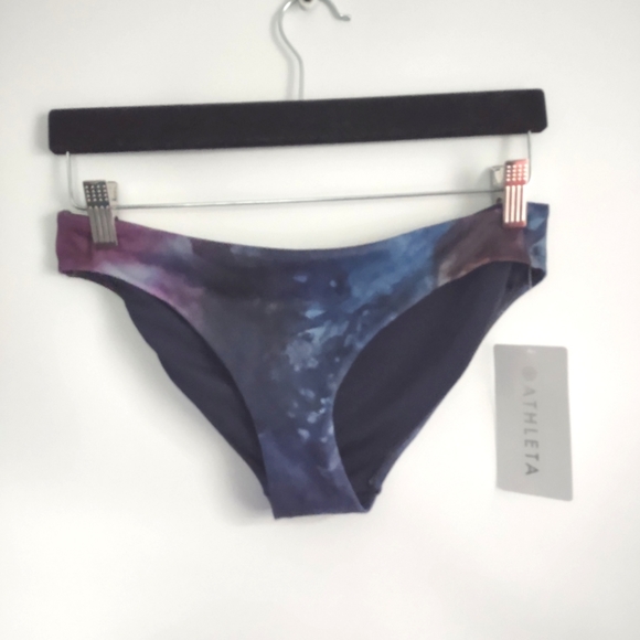 Athleta NWT XS Supernova Tie Dye Med Seat Bottom Bikini Swim 571998 Purple Blue - Picture 3 of 6